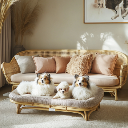 Pet bed, wicker dog bed, cat bed, American-style retro solid wood animal house furniture, Teddy Bichon Frise dog mattress - Image 6