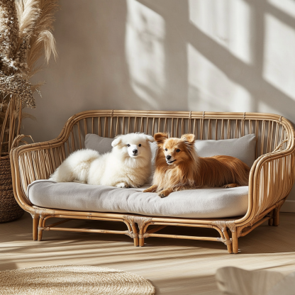 Pet bed, wicker dog bed, cat bed, American-style retro solid wood animal house furniture, Teddy Bichon Frise dog mattress - Image 9