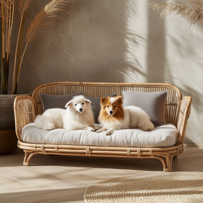 Pet bed, wicker dog bed, cat bed, American-style retro solid wood animal house furniture, Teddy Bichon Frise dog mattress - Image 8