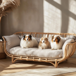 Pet bed, wicker dog bed, cat bed, American-style retro solid wood animal house furniture, Teddy Bichon Frise dog mattress