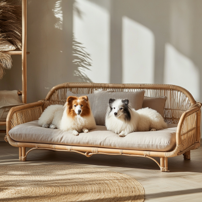 Pet bed, wicker dog bed, cat bed, American-style retro solid wood animal house furniture, Teddy Bichon Frise dog mattress - Image 6