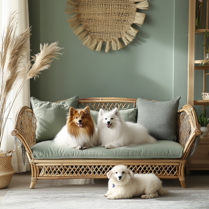 Pet bed, wicker dog bed, cat bed, American-style retro solid wood animal house furniture, Teddy Bichon Frise dog mattress - Image 8