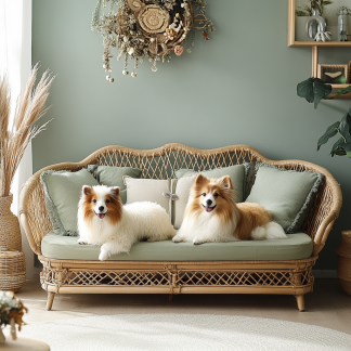 Pet bed, wicker dog bed, cat bed, American-style retro solid wood animal house furniture, Teddy Bichon Frise dog mattress