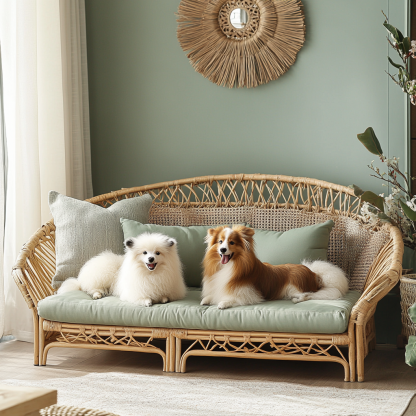 Pet bed, wicker dog bed, cat bed, American-style retro solid wood animal house furniture, Teddy Bichon Frise dog mattress - Image 6