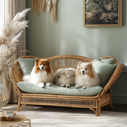 Pet bed, wicker dog bed, cat bed, American-style retro solid wood animal house furniture, Teddy Bichon Frise dog mattress - Image 5
