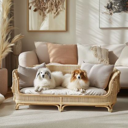 Pet bed, wicker dog bed, cat bed, American-style retro solid wood animal house furniture, Teddy Bichon Frise dog mattress - Image 7