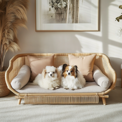 Pet bed, wicker dog bed, cat bed, American-style retro solid wood animal house furniture, Teddy Bichon Frise dog mattress - Image 6