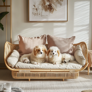 Pet bed, wicker dog bed, cat bed, American-style retro solid wood animal house furniture, Teddy Bichon Frise dog mattress