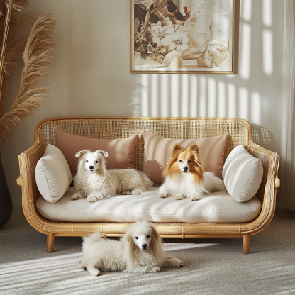 Pet bed, wicker dog bed, cat bed, American-style retro solid wood animal house furniture, Teddy Bichon Frise dog mattress - Image 4