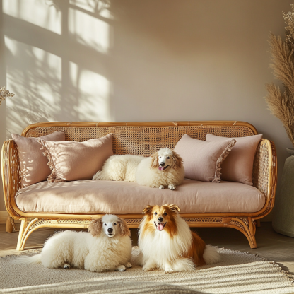 Pet bed, wicker dog bed, cat bed, American-style retro solid wood animal house furniture, Teddy Bichon Frise dog mattress - Image 8