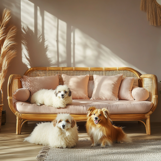 Pet bed, wicker dog bed, cat bed, American-style retro solid wood animal house furniture, Teddy Bichon Frise dog mattress