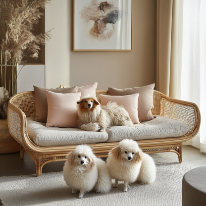 Pet bed, wicker dog bed, cat bed, American-style retro solid wood animal house furniture, Teddy Bichon Frise dog mattress - Image 3