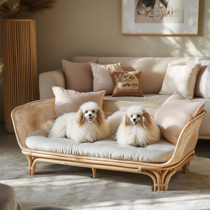 Pet bed, wicker dog bed, cat bed, American-style retro solid wood animal house furniture, Teddy Bichon Frise dog mattress - Image 5