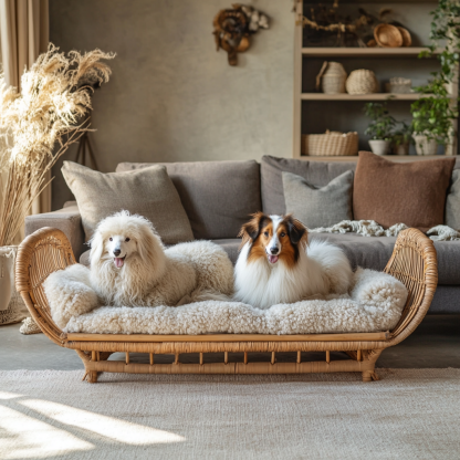 Pet bed, wicker dog bed, cat bed, American-style retro solid wood animal house furniture, Teddy Bichon Frise dog mattress - Image 8