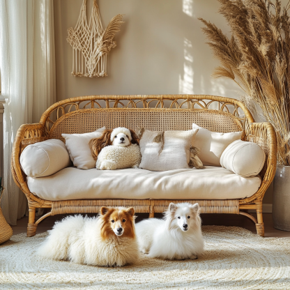 Pet bed, wicker dog bed, cat bed, American-style retro solid wood animal house furniture, Teddy Bichon Frise dog mattress - Image 7