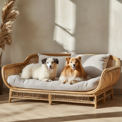 Pet bed, wicker dog bed, cat bed, American-style retro solid wood animal house furniture, Teddy Bichon Frise dog mattress - Image 4