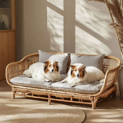 Pet bed, wicker dog bed, cat bed, American-style retro solid wood animal house furniture, Teddy Bichon Frise dog mattress - Image 7