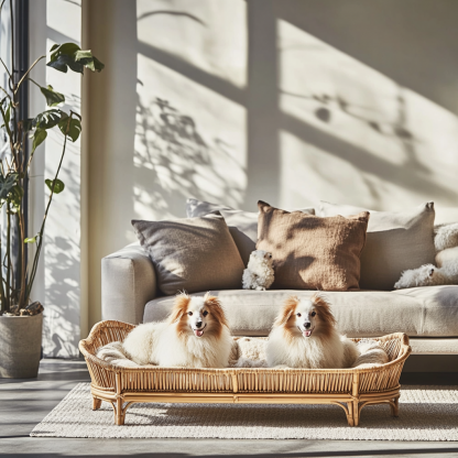 Pet bed, wicker dog bed, cat bed, American-style retro solid wood animal house furniture, Teddy Bichon Frise dog mattress - Image 3
