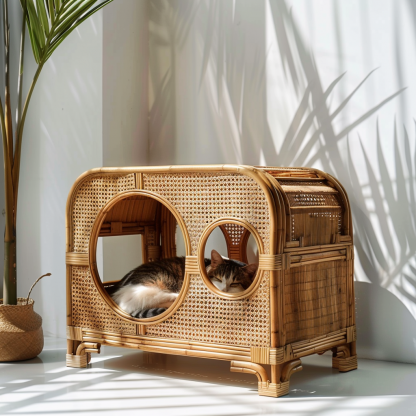The all-season rattan cat house, semi-enclosed rattan cat house, home cat house, villa cat house, can be used all year round - Image 8