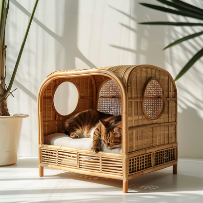 The all-season rattan cat house, semi-enclosed rattan cat house, home cat house, villa cat house, can be used all year round - Image 7