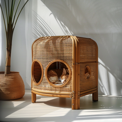 The all-season rattan cat house, semi-enclosed rattan cat house, home cat house, villa cat house, can be used all year round - Image 10