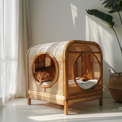 The all-season rattan cat house, semi-enclosed rattan cat house, home cat house, villa cat house, can be used all year round - Image 6