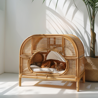 Rattan cat bed, all-season, closed cat bed, cat cage, cat villa, double-layer cat bed, warm cat bed in autumn and winter, cat