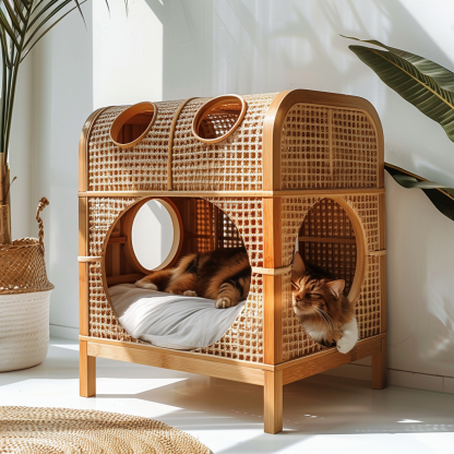 Four-season universal semi-enclosed cat nest, cat cage, cat villa, double-layer cat nest, warm cat nest in autumn and winter, cat house - Image 9