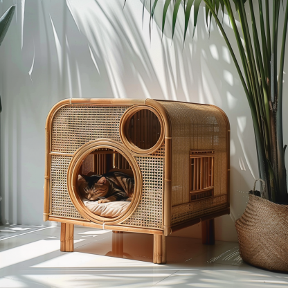 The all-season rattan cat house, semi-enclosed rattan cat house, home cat house, villa cat house, can be used all year round - Image 3