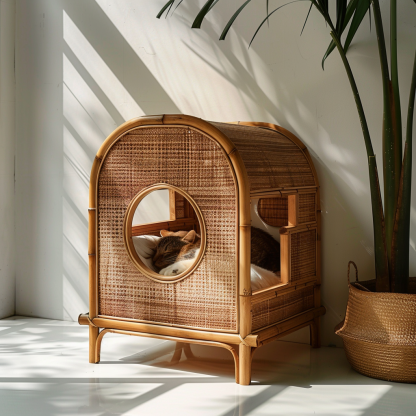 The all-season rattan cat house, semi-enclosed rattan cat house, home cat house, villa cat house, can be used all year round - Image 7