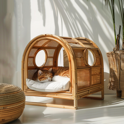 Four-season universal semi-enclosed cat nest, cat cage, cat villa, double-layer cat nest, warm cat nest in autumn and winter, cat house - Image 5