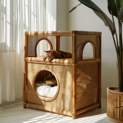 Four-season universal semi-enclosed cat nest, cat cage, cat villa, double-layer cat nest, warm cat nest in autumn and winter, cat house - Image 8