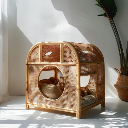 The all-season rattan cat house, semi-enclosed rattan cat house, home cat house, villa cat house, can be used all year round - Image 5