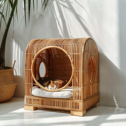 The all-season rattan cat house, semi-enclosed rattan cat house, home cat house, villa cat house, can be used all year round - Image 6
