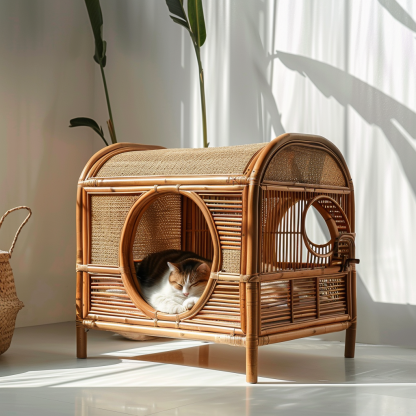 Four-season universal semi-enclosed cat nest, cat cage, cat villa, double-layer cat nest, warm cat nest in autumn and winter, cat house - Image 2