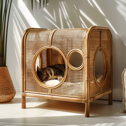 The all-season rattan cat house, semi-enclosed rattan cat house, home cat house, villa cat house, can be used all year round - Image 3