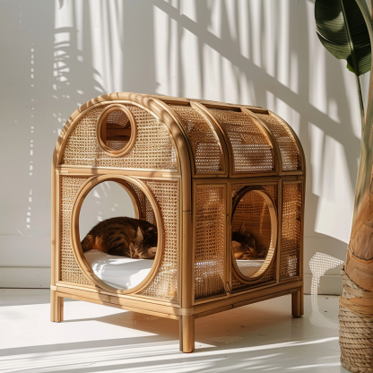 The all-season rattan cat house, semi-enclosed rattan cat house, home cat house, villa cat house, can be used all year round