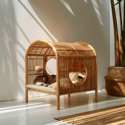 The all-season rattan cat house, semi-enclosed rattan cat house, home cat house, villa cat house, can be used all year round - Image 7