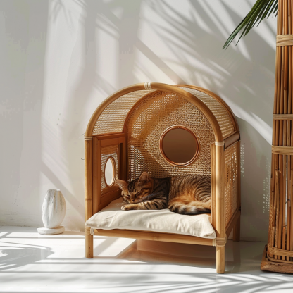 The all-season rattan cat house, semi-enclosed rattan cat house, home cat house, villa cat house, can be used all year round - Image 8