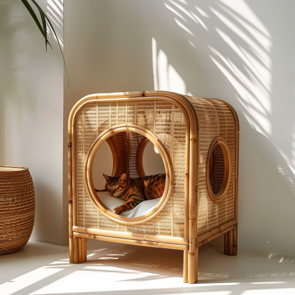 The all-season rattan cat house, semi-enclosed rattan cat house, home cat house, villa cat house, can be used all year round - Image 2