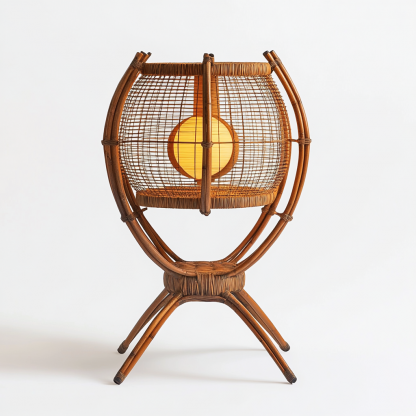Wabi-sabi style rattan floor lamp, tea room combination chandelier, bedroom and dining room do not take up much space, wall-mounted and rare - Image 9