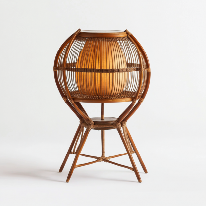 Wabi-sabi style rattan floor lamp, tea room combination chandelier, bedroom and dining room do not take up much space, wall-mounted and rare - Image 8