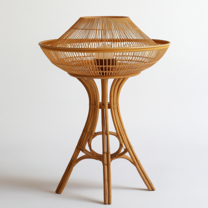 Wabi-sabi style rattan floor lamp, tea room combination chandelier, bedroom and dining room do not take up much space, wall-mounted and rare - Image 9