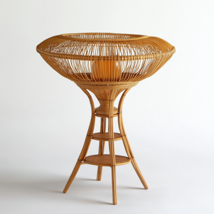 Wabi-sabi style rattan floor lamp, tea room combination chandelier, bedroom and dining room do not take up much space, wall-mounted and rare - Image 7