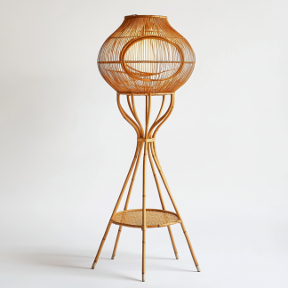 New Chinese-style designer bedroom ornaments, rattan weaving, study room, tea room desk, wabi-sabi style, bedside night light, retro