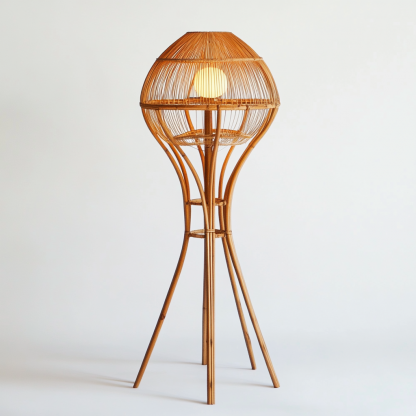 New Chinese-style designer bedroom ornaments, rattan weaving, study room, tea room desk, wabi-sabi style, bedside night light, retro - Image 6