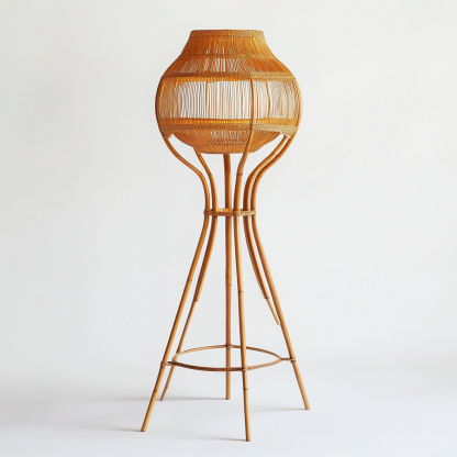 New Chinese-style designer bedroom ornaments, rattan weaving, study room, tea room desk, wabi-sabi style, bedside night light, retro - Image 2