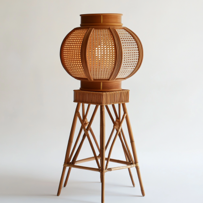 Wabi-sabi style rattan floor lamp, tea room combination chandelier, bedroom and dining room do not take up much space, wall-mounted and rare - Image 5