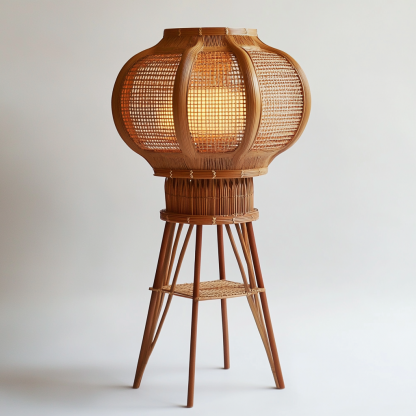 Wabi-sabi style rattan floor lamp, tea room combination chandelier, bedroom and dining room do not take up much space, wall-mounted and rare - Image 4