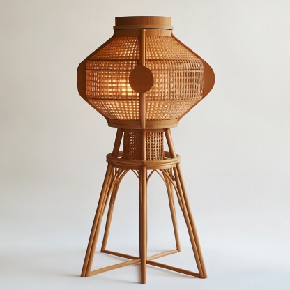 Wabi-sabi style rattan floor lamp, tea room combination chandelier, bedroom and dining room do not take up much space, wall-mounted and rare - Image 2